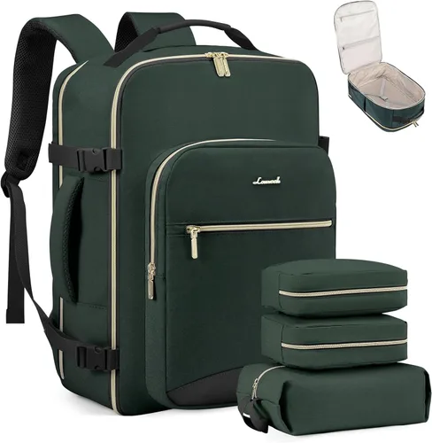 Miniatura 18 de LOVEVOOK Mochila de viaje de 40L aprobada para vuelo, 3 cubos de embalaje, bolsa de viaje impermeable para artículos personales, equipaje de mano