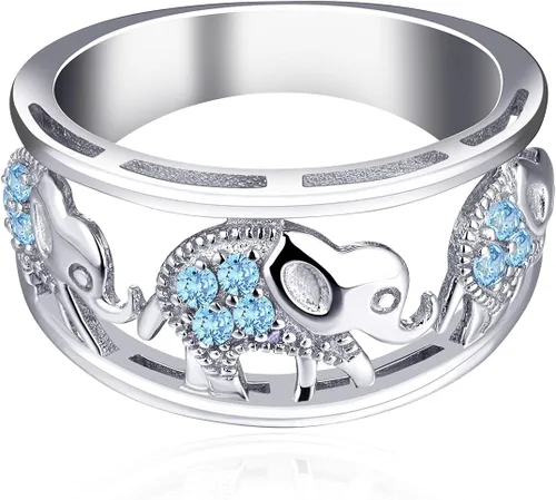 Miniatura 14 de JO WISDOM Anillo de elefante de plata de ley 925 con circonita cúbica