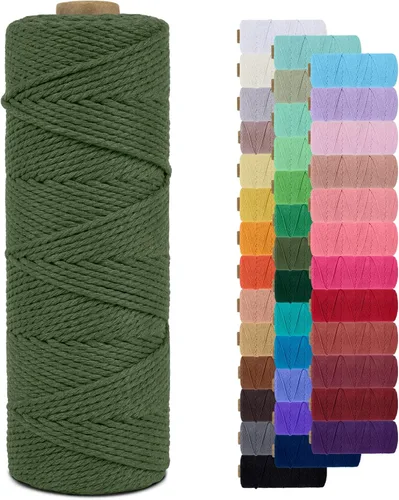 Miniatura 8 de Cuerda de macramé de 0.079 in para 219 yardas, cuerda de algodón natural para manualidades, hilo de cuerda de macramé de colores para colgar