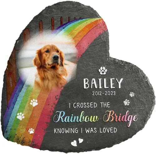 Miniatura 15 de Piedra conmemorativa de corazón con cita significativa, placa personalizada de huella de perro o gato, mantén la memoria en los corazones, regalos
