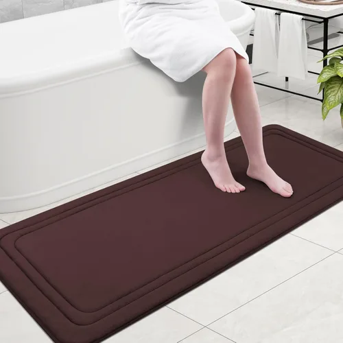 Miniatura 87 de Grandaily Alfombra de baño de espuma viscoelástica de 24 x 16 pulgadas, ultrasuave, antideslizante y absorbente, lavable a máquina, cómoda alfombra