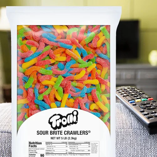 Miniatura 8 de Trolli - Gusanos de goma Sour Brite Crawlers, bolsa de caramelos a granel de 5 libras