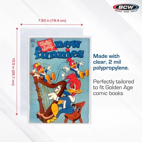Miniatura 2 de BCW Bolsas de cómic gruesas de Golden Age – 100 unidades Protección transparente sin ácidos, fundas de polipropileno Bolsas de cómic