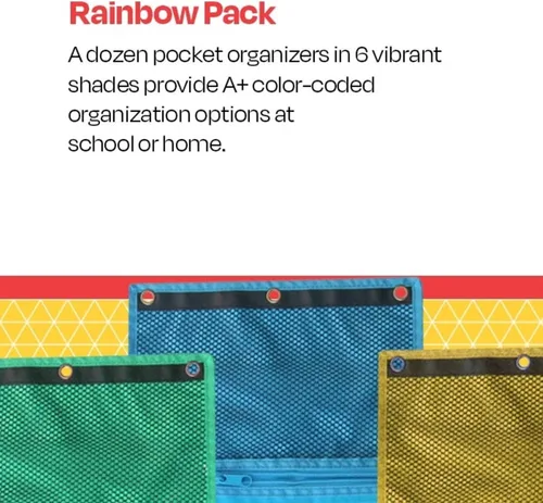 Miniatura 5 de School Smart Bolsas de malla con cremallera, 10 x 7-1/2 pulgadas, colores surtidos, paquete de 12