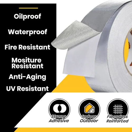 Miniatura 2 de TAPEBEAR Cinta de protección térmica de papel de aluminio de 2 pulgadas x 65 yardas, cinta fría de fibra de vidrio aluminizada 5.5 mil resistente al