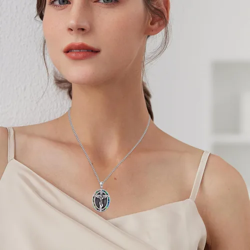 Miniatura 472 de Collar con colgante de plata de ley 925 con medalla de San Patrón, joyería religiosa para hombres y mujeres, con cadena de acero inoxidable 316L
