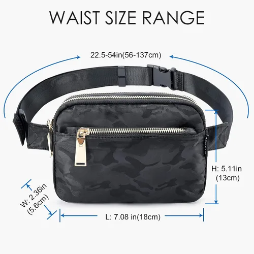 Miniatura 26 de ZORFIN Riñonera para mujeres y hombres, riñonera de moda con correa ajustable para exteriores, entrenamiento, viajes, casual, correr, senderismo
