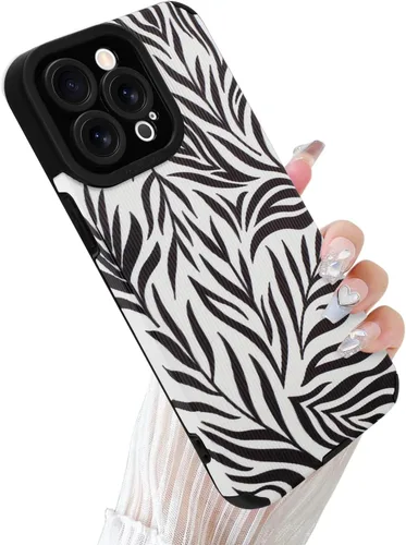 Miniatura 30 de Funda Wlxee para iPhone 15 Pro Max con patrón de ola, TPU suave con parachoques, cuero PU, diseño de cebra lindo para mujeres y niñas - Negro Gris
