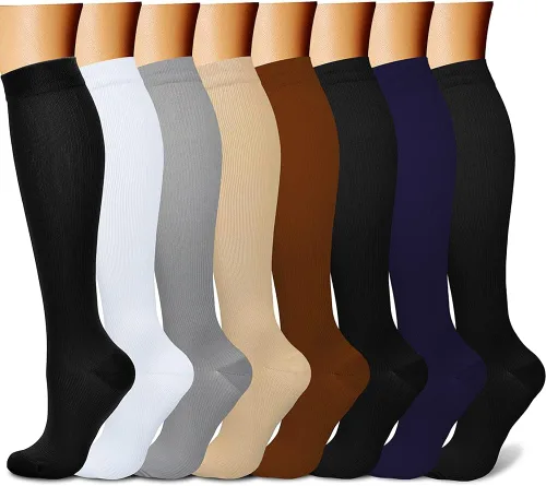 Miniatura 12 de CHARMKING Calcetines de compresión para mujeres y hombres para circulación (8 pares) 15-20 mmHg, mejor soporte para ciclismo atlético