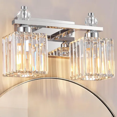 Miniatura 38 de Luces de Tocador de Baño de 3 Luces, Placado Negro, Modernas Luces de Tocador de Cristal para Baño, Luces de Tocador de Cristal para Usar Sobre