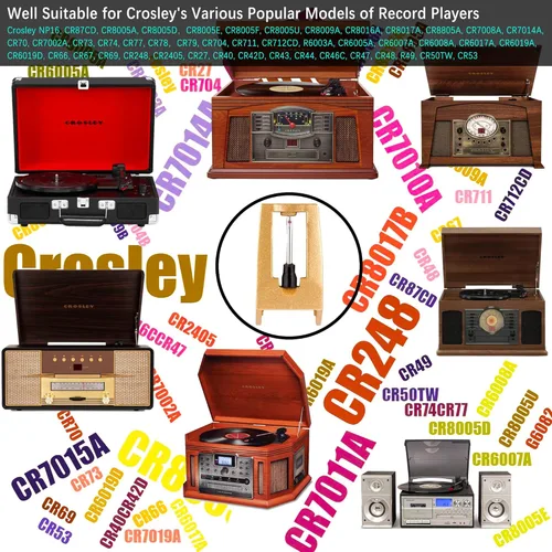 Miniatura 5 de Paquete de 3 agujas de repuesto de diamante para tocadiscos, agujas para discos de vinilo con kit de cepillo de limpieza de aguja para tocadiscos