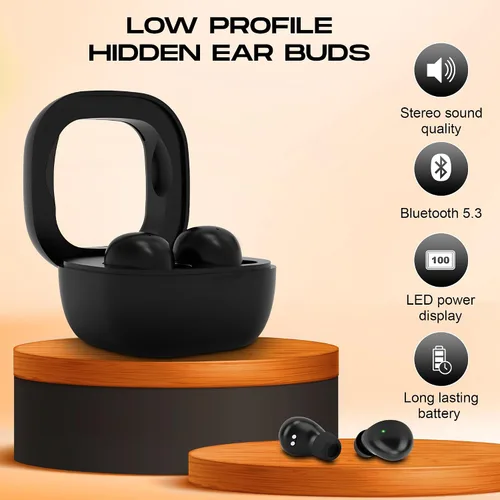 Miniatura 2 de Mini auriculares invisibles para trabajar y dormir, auriculares ocultos de perfil bajo con pantalla LED, sonido estéreo, auriculares más pequeños