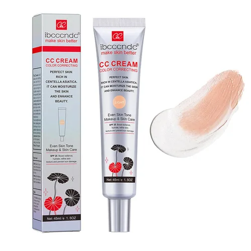 Crema CC correctora de color con centella asiática, ajuste de tono de piel multiusos, corrector de crema CC cobertura completa, protector solar SPF