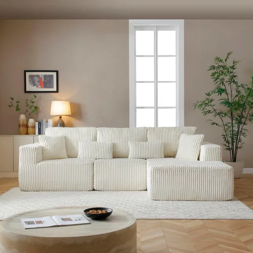 Miniatura 15 de Sofá seccional modular de 110", sofá seccional Cloud con asiento profundo, sofás tapizados sin huesos para sala de estar, sofá modular moderno