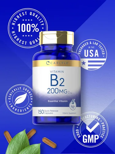 Miniatura 6 de Carlyle Vitamina B2 200 mg 150 unidades Riboflavina Suplemento esencial sin OMG y sin gluten
