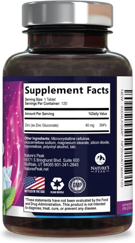 Miniatura 9 de Suplementos de zinc de 40 mg – 40 mg de zinc es el límite diario superior seguro de los NIH para mujeres y hombres – El mejor suplemento de zinc
