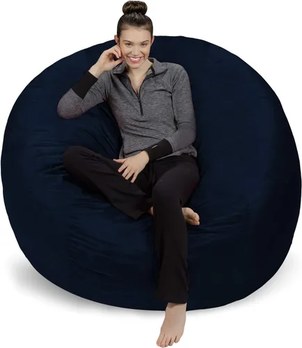 Miniatura 22 de Sofa Sack Funda para silla puff solamente, sin relleno, cómoda funda de repuesto para silla redonda, 5 pies, color carbón Carbón - Solo funda