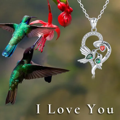 Miniatura 5 de Bolelis Collares de plata de ley con colibrí para mujer, chapado en oro, colgante de flor de pájaro adornado con circonita brillante, joyería