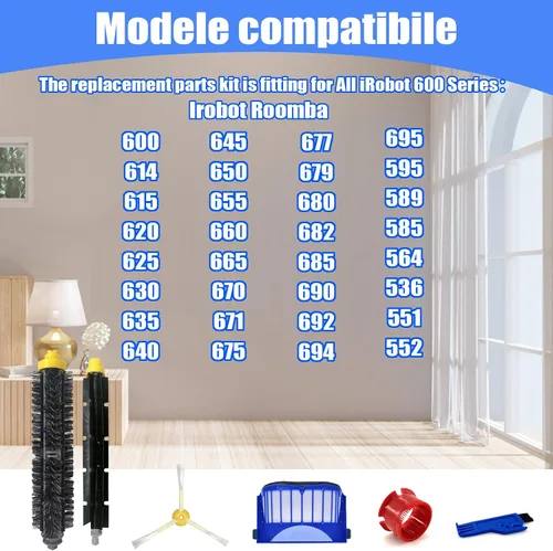 Miniatura 2 de Piezas de repuesto para iRobot Roomba 600 500 Series 694 695 677 671 690 680 660 650 620 614 595 585 564 Vacío Robótico, 2 cepillos de cerdas, 2