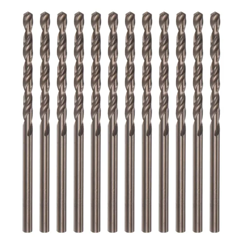 Miniatura 11 de HARFINGTON 12 brocas de cobalto, 0.094 in M35 de alta velocidad métrica de acero de alta velocidad brocas de vástago recto para metal duro, acero