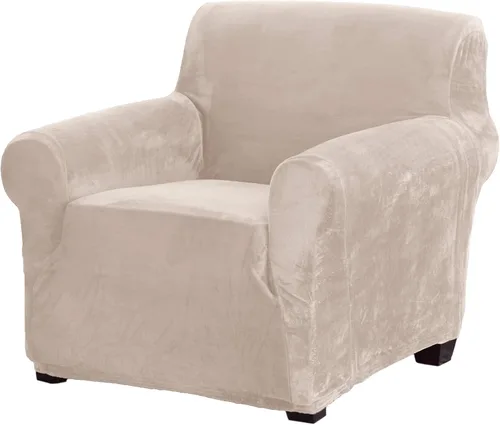 Miniatura 15 de Great Bay Home Funda elástica de felpa de terciopelo para silla con brazo, protector de muebles de silla de terciopelo, suave, antideslizante, alta