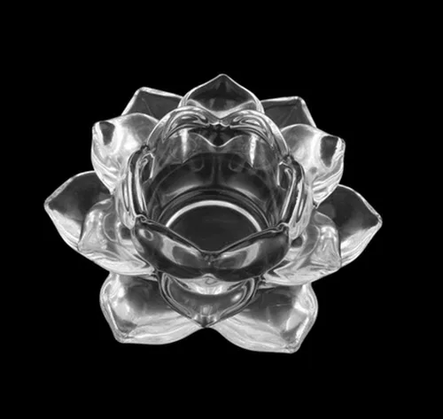 Miniatura 7 de Portavelas de cristal transparente con flor de loto – Portavelas de loto transparente, portavelas budistas, portavelas votivas de cristal