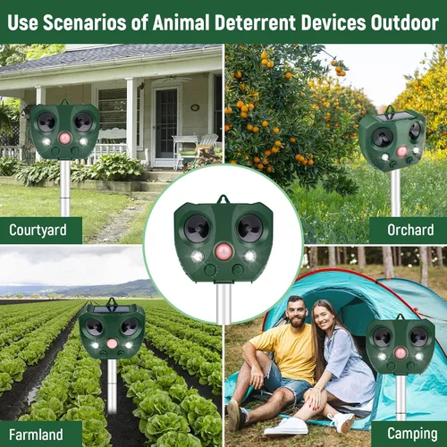 Miniatura 6 de Repelente ultrasónico de animales al aire libre, repelente solar de animales 2025, repelente de gatos con detección de movimiento y luz LED