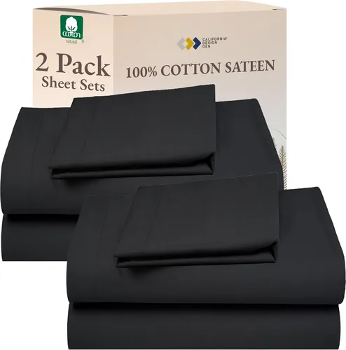 Miniatura 17 de California Design Den Sábanas de Algodón 100% Natural Tamaño Full Juego de Cama con Bolsillos Profundos - Tejido Satinado Suave, Sábanas Duraderas