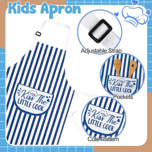 Miniatura 2 de Paquete de 3 delantales para niños para cocinar, ajustables, delantales divertidos con bolsillos para niños y niñas, pintura, hornear Kitchen