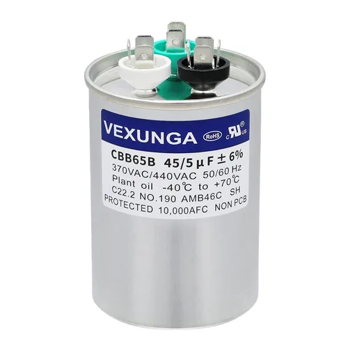 Miniatura 38 de VEXUNGA - 25/5 uF 25+5 MFD 370V o 440V Condensadores redondos de arranque dual 25 5 uF 370 440 Volt VAC CBB65 Condensadores para acondicionador