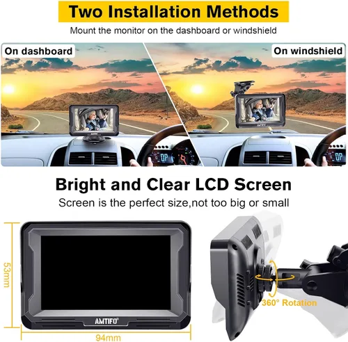 Miniatura 5 de AMTIFO Cámara para Bebé de Coche Fácil Instalación: Visión Nocturna Clara 2 Minutos Plug-Play Cámara de Asiento Trasero Rotación 360° Monitor