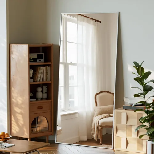 Miniatura 17 de BEAUTYPEAK - Espejo de longitud completa con soporte, de 56 pulgadas x 21 pulgadas, espejo de piso con marco fino de aleación de aluminio, espejos