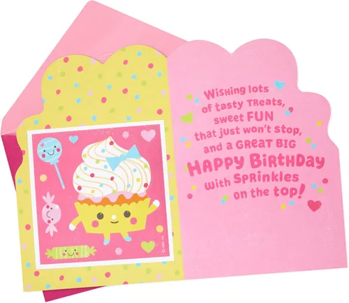 Miniatura 2 de Tarjeta de cumpleaños Hallmark para niñas (con pegatinas de cupcakes y dulces)