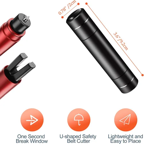 Miniatura 7 de Martillo para Romper Ventanas de Coche y Cortador de Cinturón de Seguridad, Martillo de Seguridad para Coche 2 en 1, Rompevidrios Multifuncional