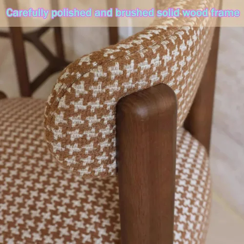 Miniatura 6 de Silla de cocina tapizada de lino, sillas de comedor retro con patas de madera, silla de asientos acolchados para comedor, dormitorio, sala de estar