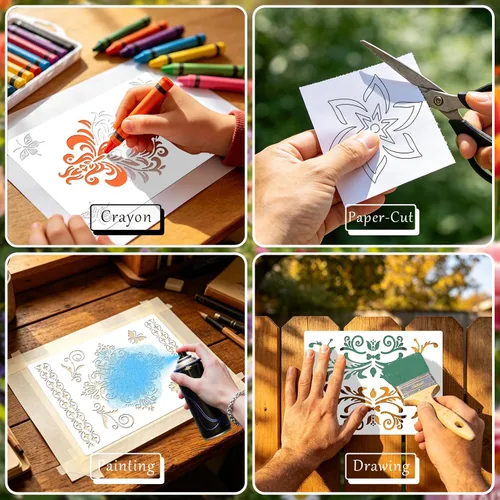 Miniatura 3 de 9Pcs Datura Stencils for Painting