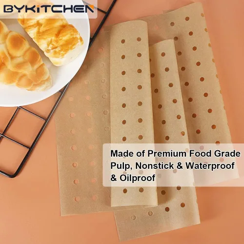 Miniatura 4 de BYKITCHEN Forro para horno para freidora de aire, 9 x 11 pulgadas, papel pergamino rectangular sin blanquear, compatible con Cuisinart, Breville