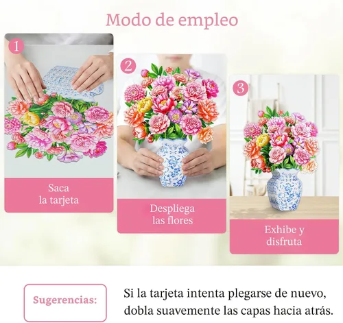 Miniatura 4 de WhatSign Tarjeta de feliz día de la madre con flores emergentes, impresionante ramo de peonías 3D para mamá, abuela, hija, hermana, tía, tarjetas