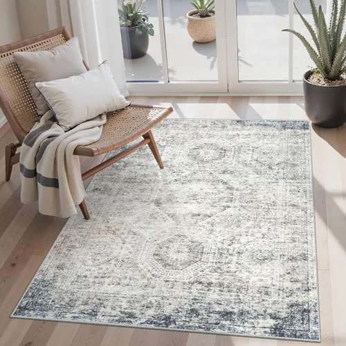 Miniatura 248 de Alfombra de pasillo Soalmost 2'6" x 10' lavable, alfombra antideslizante para cocina, baño, lavandería, alfombras vintage ultra delgadas para Beige
