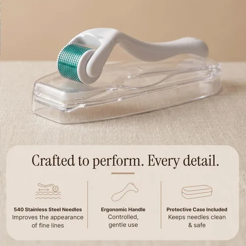 Miniatura 5 de Derma Roller para cuero cabelludo, barba y cara, rodillo de microagujas con microagujas de acero inoxidable 540 de 0.010 in, herramienta