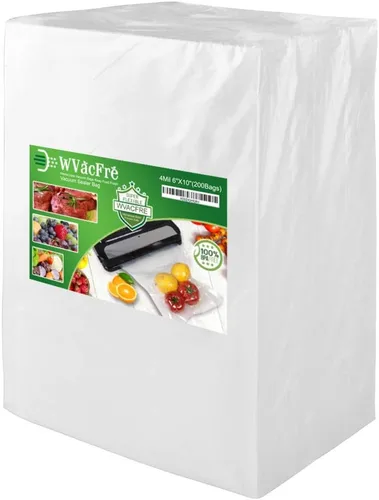 Bolsas selladoras al vacío de alimentos de 200 pinta de 6 x 10 pulgadas con grado comercial, sin BPA, resistentes, ideales para almacenamiento de