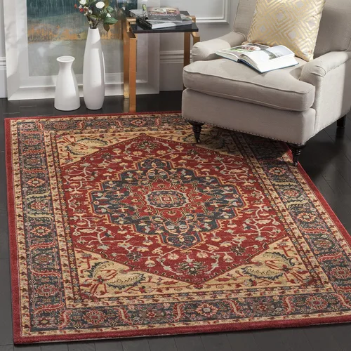Miniatura 6 de SAFAVIEH Mahal Collection - Alfombra de pasillo, 2 pies 2 pulgadas x 6 pies, azul marino y rojo, diseño oriental tradicional, no desprende pelusa