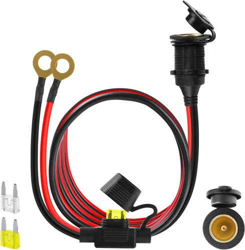 Encendedor de cigarrillos de 10 pies, enchufe para encendedor de cigarrillos de 12 V 2.5mm²/13AWG, toma de corriente de 12 V 20 A impermeable y a