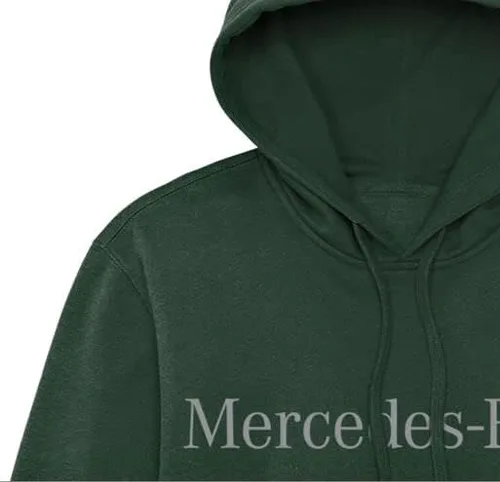 Miniatura 2 de Mercedes Benz Sudadera con capucha con diseño de texto clásico para hombre, color verde bosque