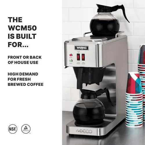 Miniatura 2 de Waring Cafetera comercial Café Deco para verter sobre café, 3 galones por hora, 2 calentadores individuales, se adapta a decantadores grandes de 64