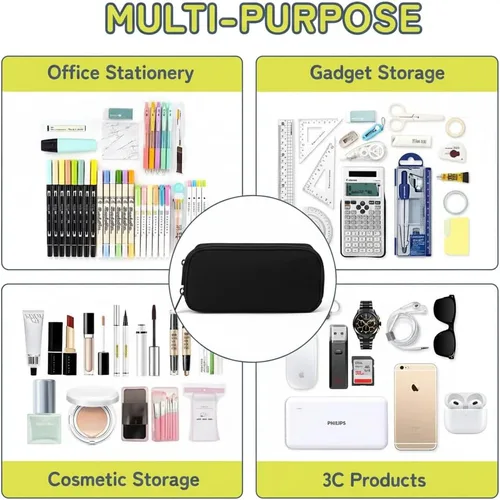 Miniatura 5 de Della Gao Pencil Case, Large Pencil Pouch Nylon Pencil Box for Office Stationery Organizer, Multifunctional Pencil Bag for Men Women Gris WJ001-3