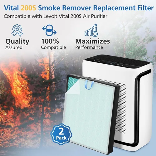 Miniatura 2 de Vital 200S-P - Filtro de repuesto para absorción de humo compatible con purificador de aire LEVOIT Vital 200S, filtro HEPA 4 en 1 de carbón activado