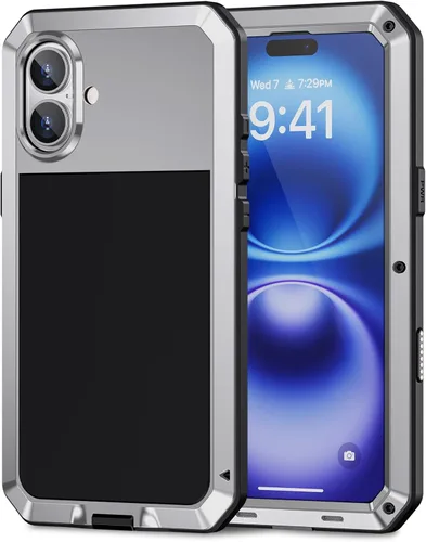 Miniatura 17 de Lanhiem Funda para iPhone 7 Plus/8 Plus, resistente a los golpes, [Tough Armour], funda de metal con protector de pantalla integrado, funda Negro