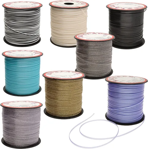 Rexlace - Cordones planos de plástico, sin látex, no tóxicos, mezcla de colores elegantes, mezcla de 8 colores surtidos, 3/32 pies de ancho x 1/32