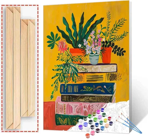 Miniatura 25 de Aihonmin Estantería 6 Pack Pintar por Números para Adultos Libros Pintura DIY sobre Lienzo con Pinceles Pigmento Manualidades DIY Pintura Acrílica